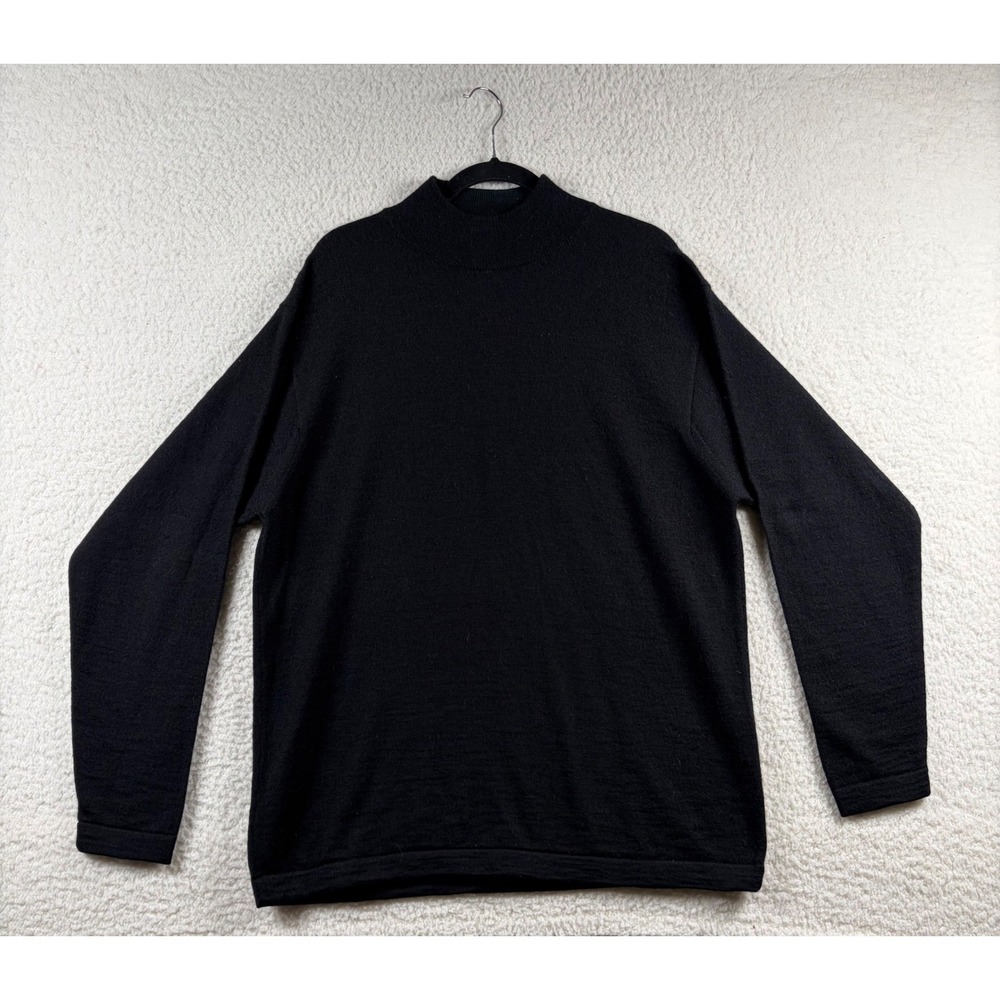 Peruvian Connection Baby Alpaca Wool Mens L Sweater Black Sustainable Minimalist